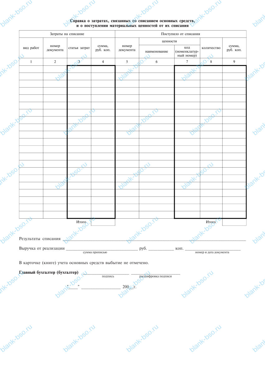 Акт на списание основных средств ~ Образец bs1098 ~ Бланки и журналы онлайн