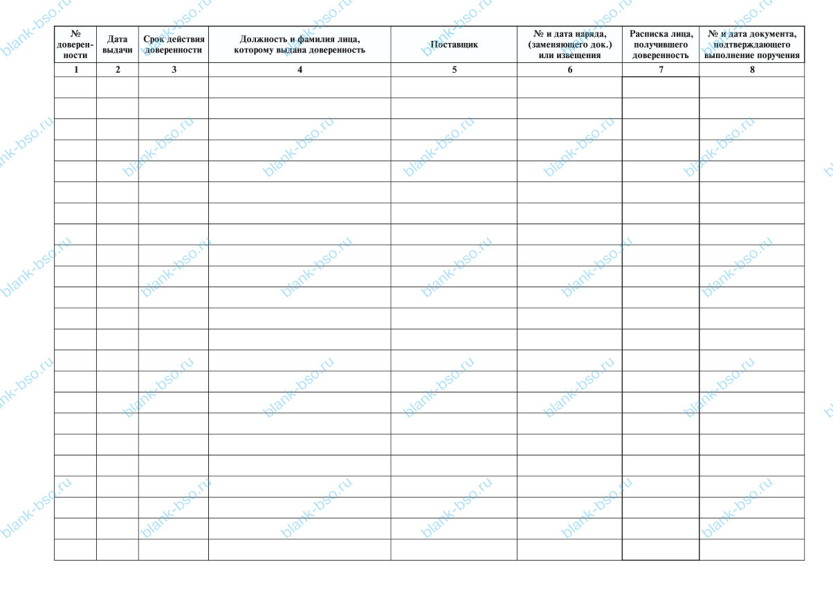 Журнал регистрации выданных доверенностей ~ Образец bs1256 ~ Бланки и ...