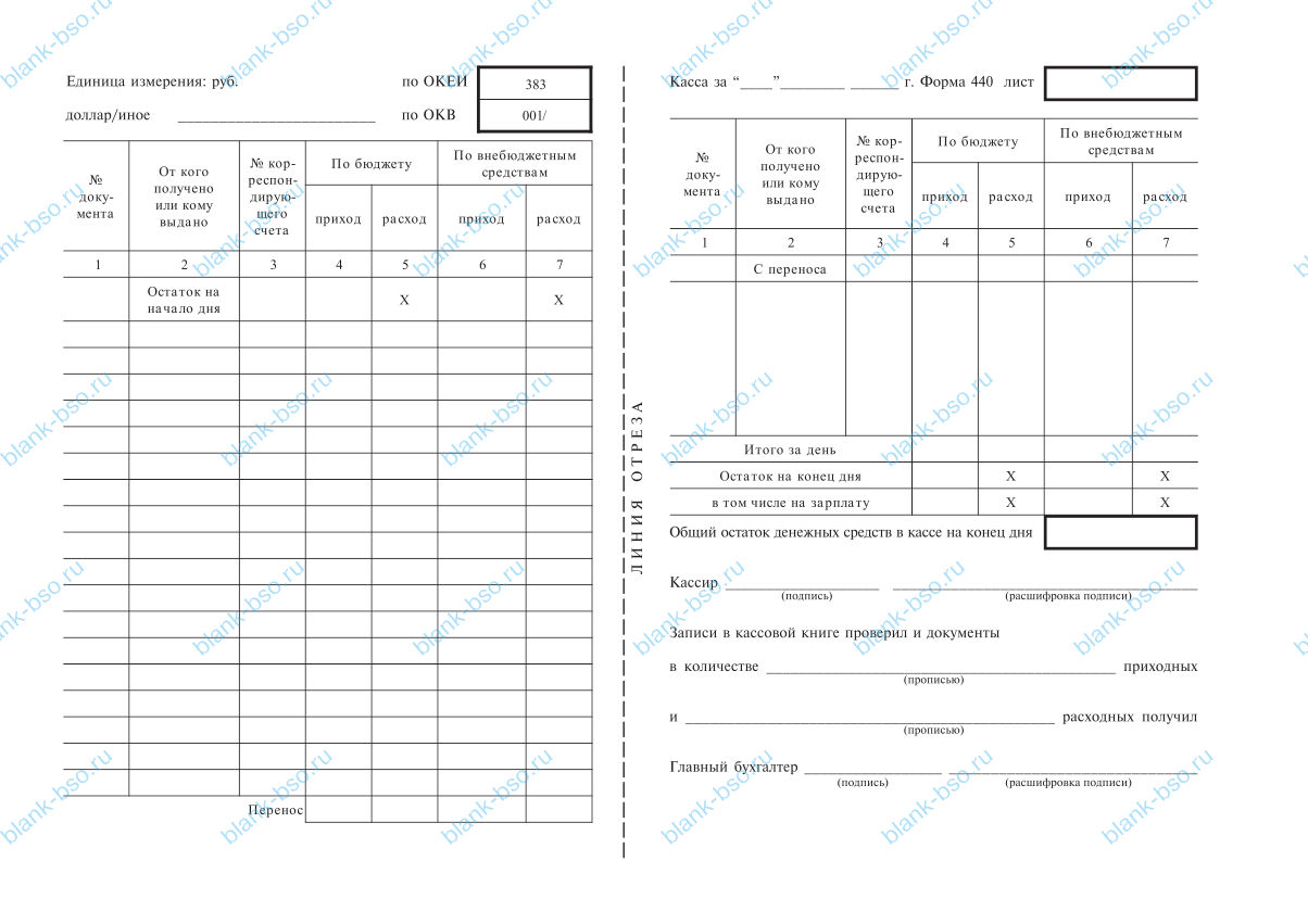 Кассовая книга ~ Образец bs1423 ~ Бланки и журналы онлайн