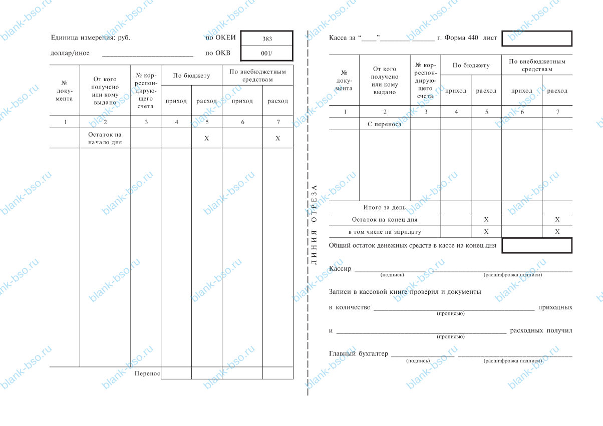 Кассовая книга ~ Образец bs1423 ~ Бланки и журналы онлайн