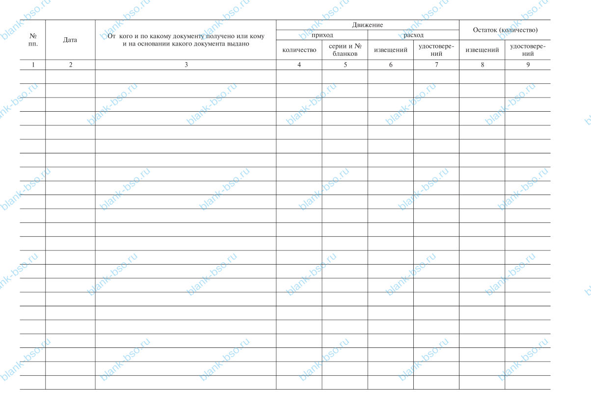 Книга по учету бланков специального учета ~ Образец bs1495 ~ Бланки и ...