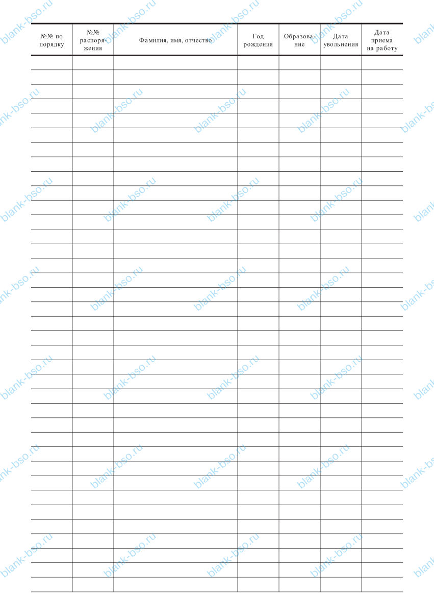 книга учета принятых на работу ~ Образец bs1501 ~ Бланки и журналы онлайн