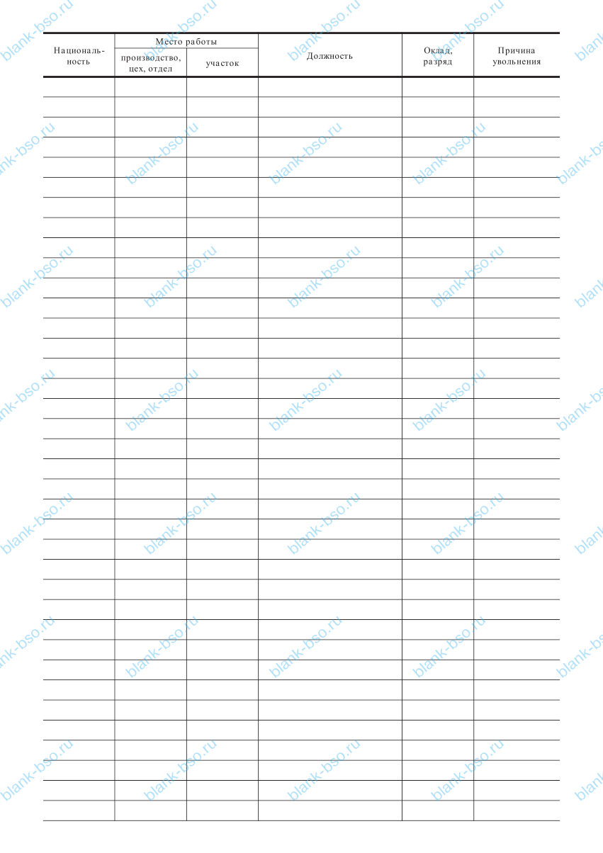 книга учета принятых на работу ~ Образец bs1501 ~ Бланки и журналы онлайн