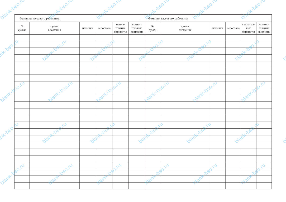 Контрольная ведомость по пересчету денежной наличности ~ Образец bs1510 ...