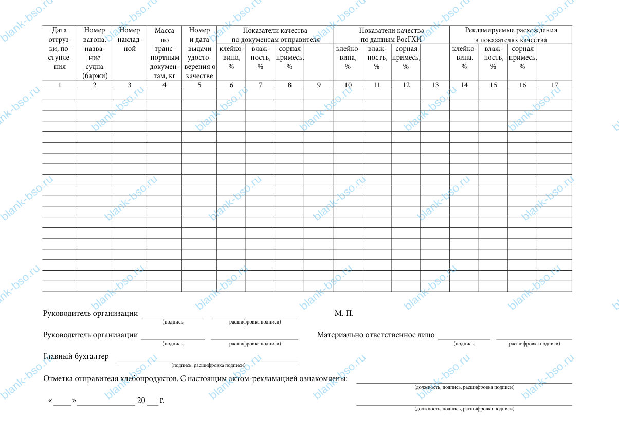 Акт-рекламация ~ Образец bs0943 ~ Бланки и журналы онлайн