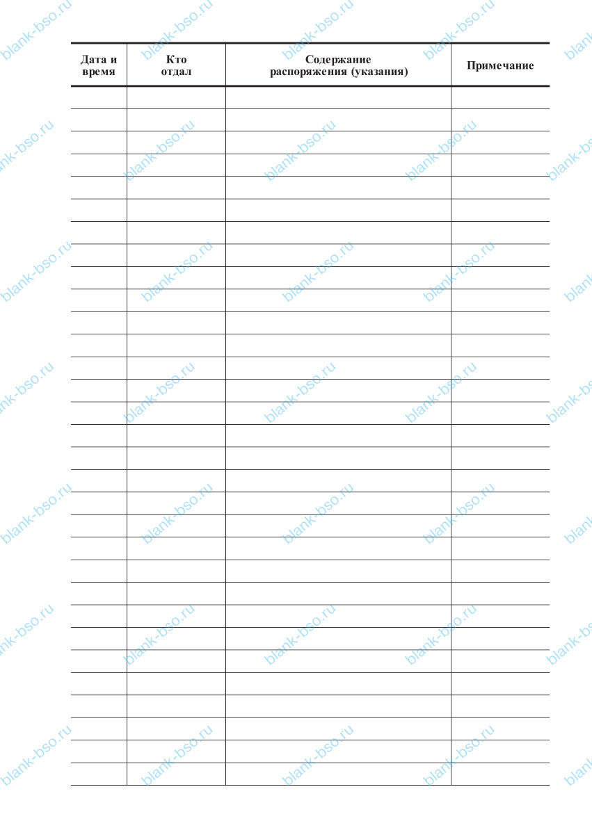 Журнал распоряжений и указаний ~ Образец bs1241 ~ Бланки и журналы онлайн
