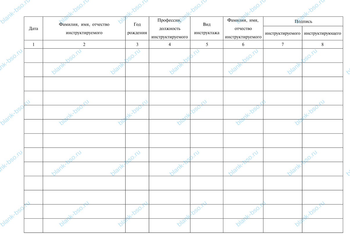 Журнал учета инструктажей по пожарной безопасности ~ Образец bs1318 ...