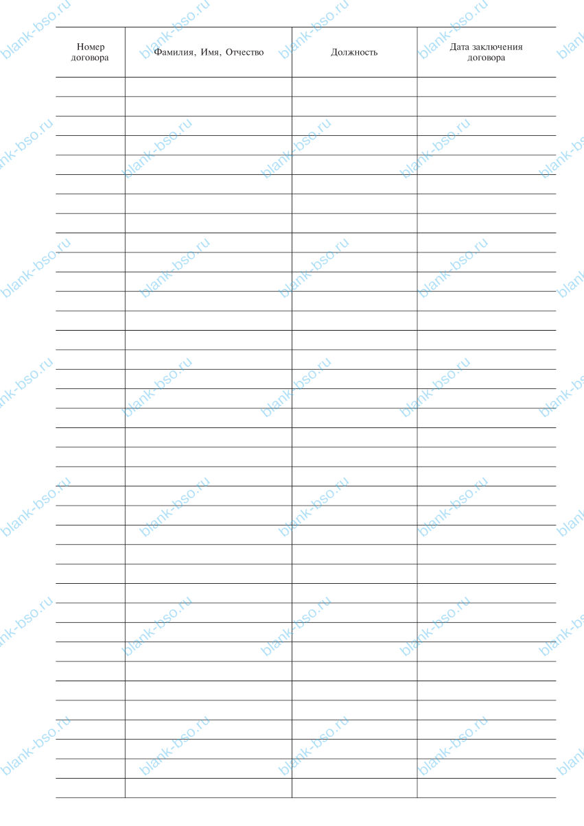 Книга регистрации трудовых договоров ~ Образец bs1469 ~ Бланки и ...