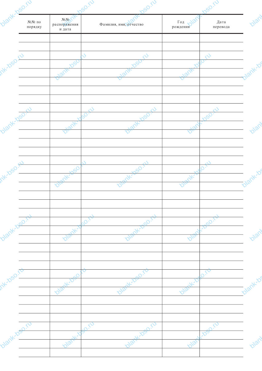 Книга учета переводов на предприятии ~ Образец bs1494 ~ Бланки и ...
