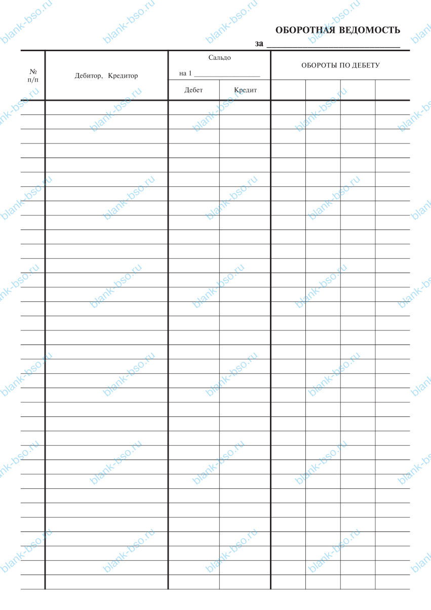 Оборотная ведомость по расчетным счетам ~ Образец bs1832 ~ Бланки и ...