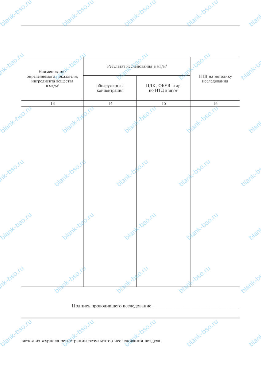 Протокол исследования воздуха закрытых помещений ~ Образец bs1836 ...